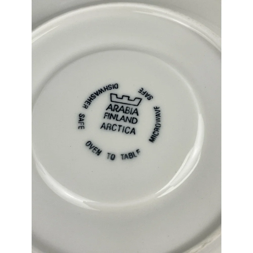 Arabia Finland Arctica White Cup & Saucer SET OF 4 MCM Minimalist